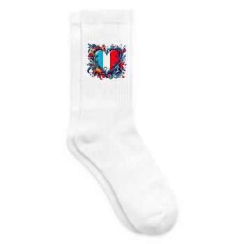 Französisches Vintage-Herz - Tennissocken - Weiß - Rechts