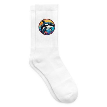 Orca Buntes Buntes Cartoon Kawaii Tier - Tennissocken - Weiß - Rechts