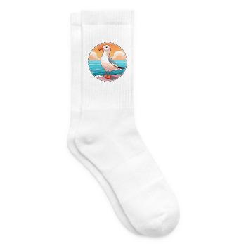 Möwe Aquarell Karikatur Kawaii Clipart Tier - Tennissocken - Weiß - Rechts
