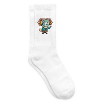 Ram Lustige Zeichentrickfigur Kopfhörer Musik - Tennissocken - Weiß - Rechts