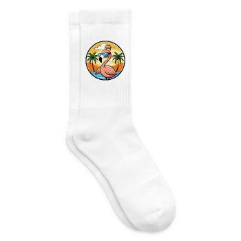 Flamingo Lustige Cartoon Sommer Strand Sonnenbrille - Tennissocken - Weiß - Rechts