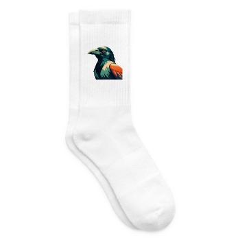 Crow Cartoon Character Colorful Pet Animal - Tennis socks - white - Right