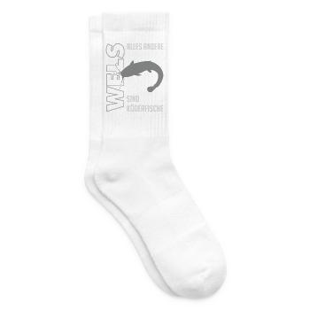 Wels angeln Waller fischen Sportfischen auf Wels - Tennissocken - Weiß - Rechts