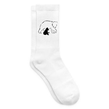 Bear bears brown bear mother baby nature forest love - Tennis socks - white - Right