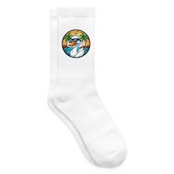 Schwan Lustige Cartoon Sommer Strand Sonnenbrille Aufkleber - Tennissocken - Weiß - Rechts