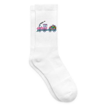 Children's train railway with trailer pink - Tennis socks - white - Right