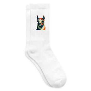 Llama Cartoon Character Colorful Pet Animal - Tennis socks - white - Right