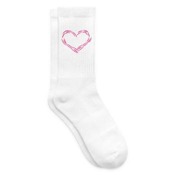 Herz Design Linie Symbol Liebe Rosa Geschenk - Tennissocken - Weiß - Rechts