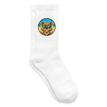 Griffon Bruxellois Hunderasse Cartoon Sonnenbrille - Tennissocken - Weiß - Rechts