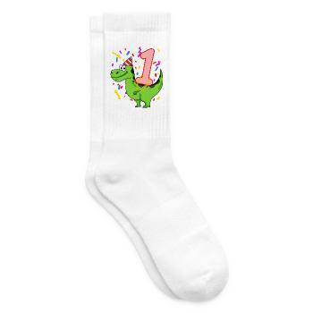 Dinosaur birthday 1 year old - Tennis socks - white - Right