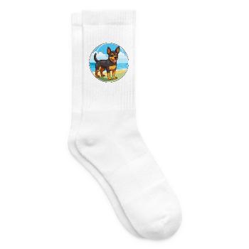 Lancashire Heeler Hund Rasse Cartoon Kawaii Clipart - Tennissocken - Weiß - Rechts