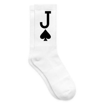 Poker Playing Card - Jack of Spades / Jokers - Tennis socks - white - Right