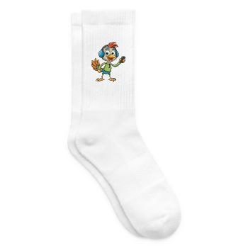 Ostrich Funny Cartoon Character Headphone Music - Tennis socks - white - Right