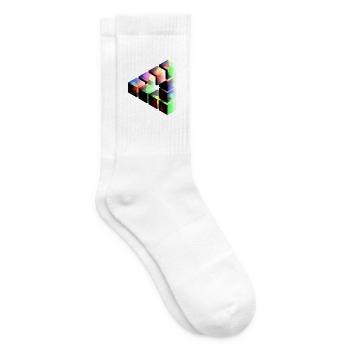 Kuben Lichtspiel Farbrauschen - Tennissocken - Weiß - Rechts