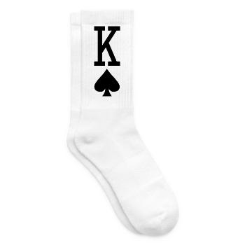 Poker Playing Card - King of Spades - Tennis socks - white - Right
