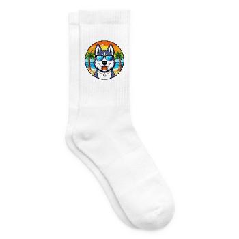 Siberian Husky Hunderasse Cartoon Sonnenbrille Strand - Tennissocken - Weiß - Rechts