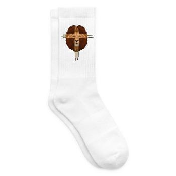 Löwe Kreuz Christliches Geschenk - Tennissocken - Weiß - Rechts