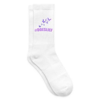 doeslief butterflies fly in the purple light - Tennis socks - white - Right