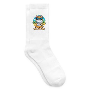 Britische Falte Kurzhaar Katzenrasse Cartoon Strand - Tennissocken - Weiß - Rechts