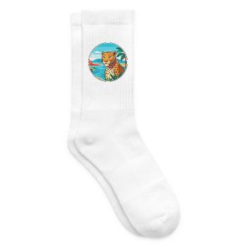 Jaguar Aquarell Karikatur Kawaii Clipart Tier - Tennissocken - Weiß - Rechts