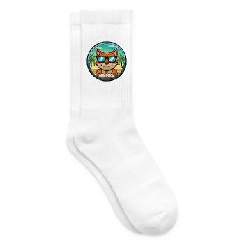 Minskin Katzenrasse Cartoon Sonnenbrille Strand - Tennissocken - Weiß - Rechts