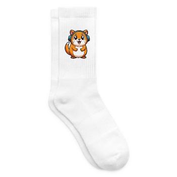 Hamster Drôle Dessin Animé Personnage Casque Musique - Chaussettes de tennis - blanc - Droite