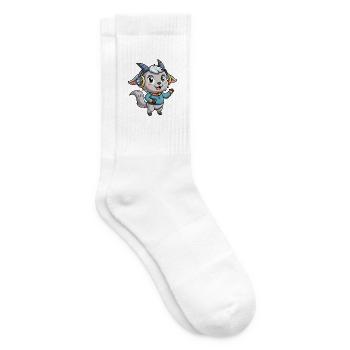 Chèvre Drôle Dessin Animé Personnage Casque Musique - Chaussettes de tennis - blanc - Droite