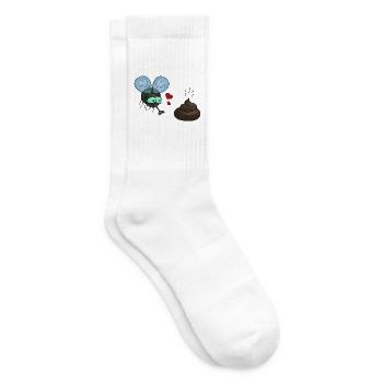 Verliebte Fliege mit Herzen und Kackhaufen - Tennissocken - Weiß - Rechts