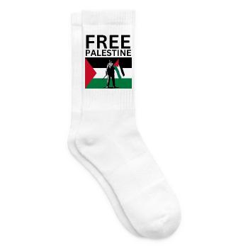 Free palestine | Guy with palestine flag - Tennissocken - Weiß - Rechts