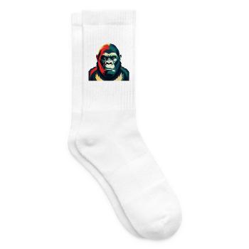 Gorille Dessin Animé Personnage Animal De Compagnie Coloré - Chaussettes de tennis - blanc - Droite