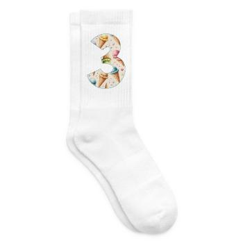 GLACE NUMÉRO 3 ANS GLACE 3ÈME ANNIVERSAIRE - Chaussettes de tennis - blanc - Droite