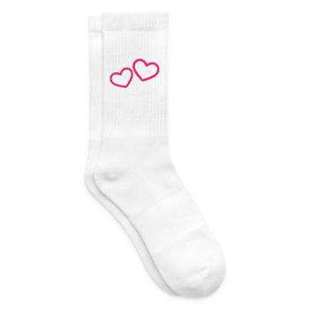 Zwei Herzchen Herz Rosa - Tennissocken - Weiß - Rechts