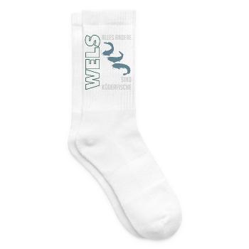 Wels angeln Waller fischen Sportfischen auf Wels - Tennissocken - Weiß - Rechts