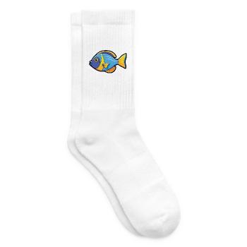 Doktorfisch-Karikatur-Kawaii-Aquarellillustration - Tennissocken - Weiß - Rechts