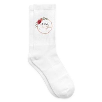 Trauzeugin - Vintage Blumen - Tennissocken - Weiß - Rechts
