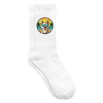 Nordic Spitz Hunderasse Cartoon Sonnenbrille Strand - Tennissocken - Weiß - Rechts
