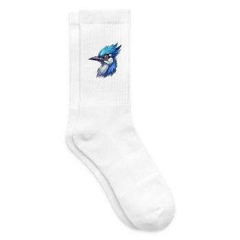 Blauer Eichelhäher Buntes Aquarell Cartoon Kawaii Tier - Tennissocken - Weiß - Rechts