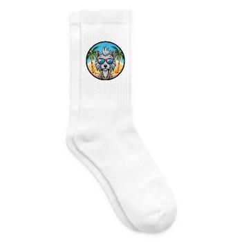 Chinese Crested Dog Breed Cartoon Sunglasses Beach - Tennis socks - white - Right