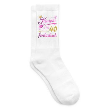 40. Geburtstag Königin Geschenk 40 Jahre - Tennissocken - Weiß - Rechts