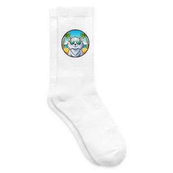 Weiße Langhaarkatze Persische Katzenrasse Cartoon Strand - Tennissocken - Weiß - Rechts