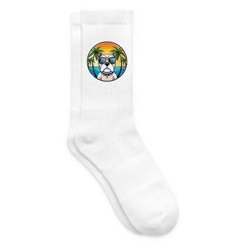Bouledogue américain race dessin animé lunettes de soleil plage - Chaussettes de tennis - blanc - Droite