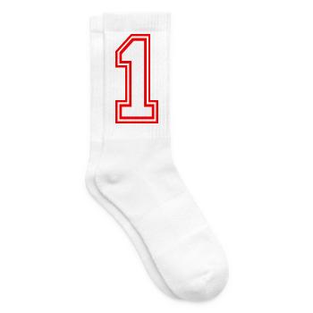Sportliches Design Cooles Aussehen Trikot Nummer 1 - Tennissocken - Weiß - Rechts