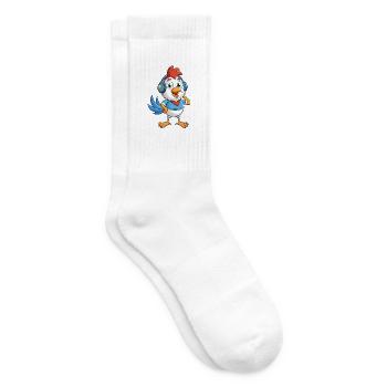 poulet drôle dessin animé personnage casque musique - Chaussettes de tennis - blanc - Droite