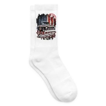 Vintager Pickup mit US-Flagge - Tennissocken - Weiß - Rechts