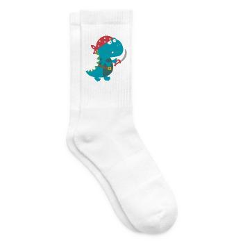 Dino Pirate Pirate Costume Halloween Carnival Boys - Tennis socks - white - Right