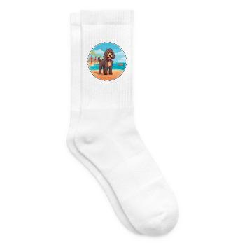 Spanischer Wasserhund Rasse Cartoon Kawaii Clipart Hund - Tennissocken - Weiß - Rechts