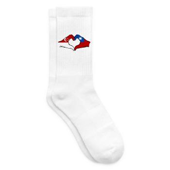 Singapore Taiwan Hands Heart Shape - Tennis socks - white - Right