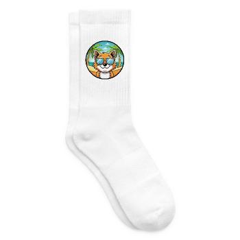 Bambino Cat Breed Cartoon Sunglasses Beach - Tennis socks - white - Right