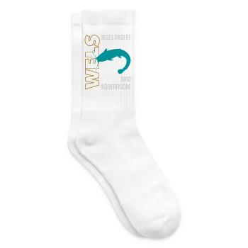 Angeln Waller fischen Sportfischen auf Wels - Tennissocken - Weiß - Rechts
