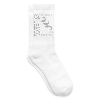 Wels angeln Waller fischen Sportfischen auf Wels - Tennissocken - Weiß - Rechts